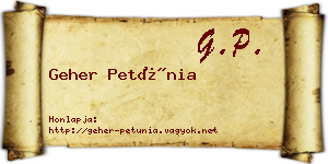 Geher Petúnia névjegykártya